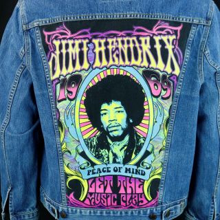 Jimi Hendrix Levis Denim Jacket Blue Jean Red Tab Karl Ferris Mens Large