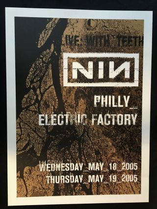 Very Rare Nin Live With Teeth Philadelphia 2005 Limited Edition Tour Poster