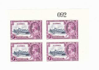Gambia 1935 Silver Jubilee 1/ - In Block Of 4 With Lightning Conductor