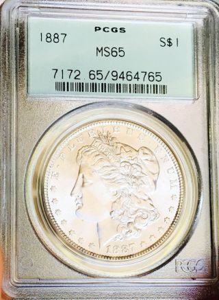 1887 P Morgan Dollar Pcgs Ms 65 Looks Proof Like Gorgeous Rainbow $$nr 11442