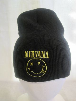 Nirvana Beanie Knit Cap Hat Headwear Cobain Seattle Grunge Apparel F26