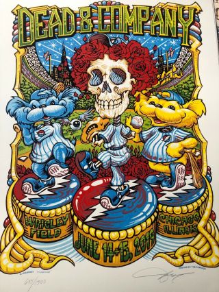 Dead & Company Poster Wrigley Field Chicago Aj Masthay Signed And Numbered Jerry