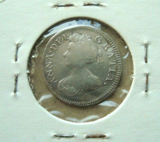 1704 Great Britain 4 Pence Groat Queen Anne Silver Coin Cleaned