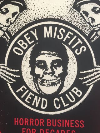 Shepard Fairey OBEY Giant Misfits Fiend Club,  Signed/ Fiend,  W/Andre 2018 Rare 3