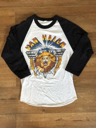Vintage Van Halen 1982 Live Lion T Shirt Rock Metal Tour Concert Raglan Jersey