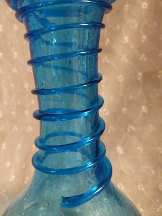 Blenko Azure Swirl Crackle Vase 2
