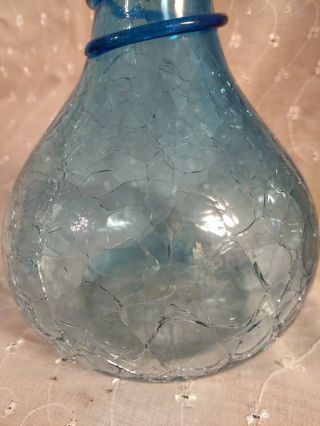 Blenko Azure Swirl Crackle Vase 3