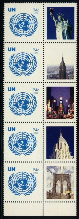 Un Ny.  2008 Greetings Personalized Strip Of 5 (94 Cents).  Never Hinged