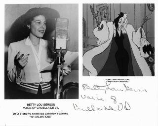 Betty Lou Gerson 101 Dalmatians Cruella De Vil Signed 8x10 Photo Autograph