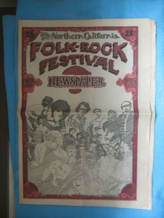 1968 Northern California Folk - Rock Festival Newspaper Doors Jefferson Airplane