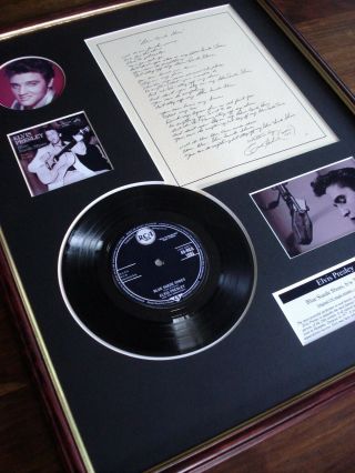 Elvis Presley Blue Suede Shoes 7 " Record Single,  Handwritten Lyrics