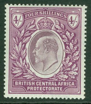 Sg 64 Nyasaland 1903 - 04.  4/ - Dull & Bright Purple.  Lightly Mounted Cat £90