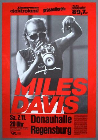 Miles Davis - Rare Vintage Regensburg 1987 Jazz Concert Poster