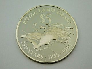 1985 Cayman Islands Proof 5 Dollar Coin - Royal Land Grant - 250 Years 1735 - 1985