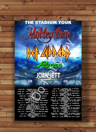 Motley Crue Def Leppard Poison And Joan Jett Tour Poster 2020 12x18 Poster Print