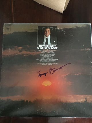 Tony Bennett Autograph Album Cover With Album Sunrise Sunset