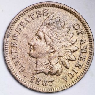 1867 Indian Head Small Cent Choice Au E113 Kmt