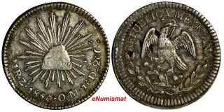 Mexico First Republic Silver 1850 Zs Om 1 Real Zacatecas Km 372.  10