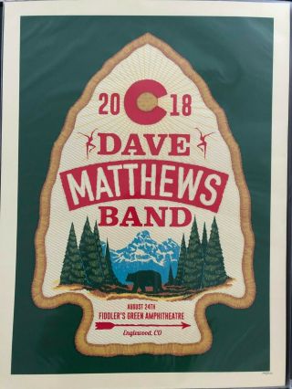 Dave Matthews Band Poster Fiddlers Green Colorado 8/24/18
