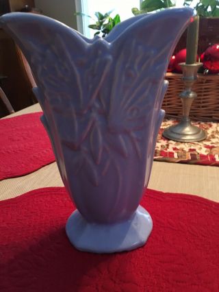 Vintage Nelson Mccoy Butterfly Line 9 Inch Tall Blue Vase.  No Damage.  Us Buyers