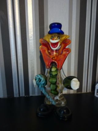Vintage Murano Glass Clown With Candy Cane