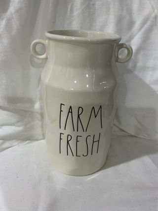 Rae Dunn Farm Fresh Milk Jug White Ceramic Vase Utensil Canister