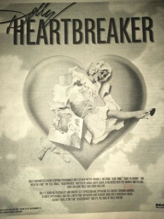 1978 Vintage Dolly Parton Rca Records Album Country Heartbreaker Ad Pinup Poster