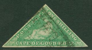 Sg 21 Cape Of Good Hope 1863 - 64.  1/ - Bright Emerald Green.  Fine.  Full.