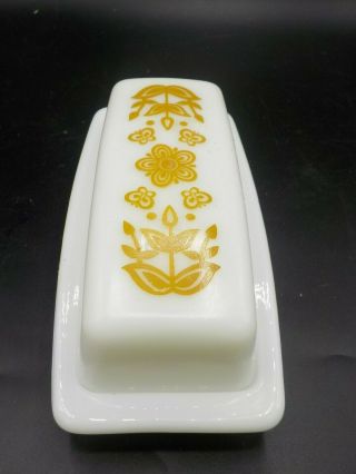 Vintage Pyrex Gold Butterfly 2 Pc Butter Dish Exc