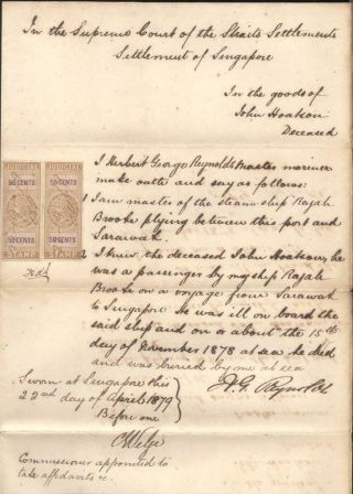 Straits Settlements Document Malaya Singapore Judicial Revenues 1879 Fiscal