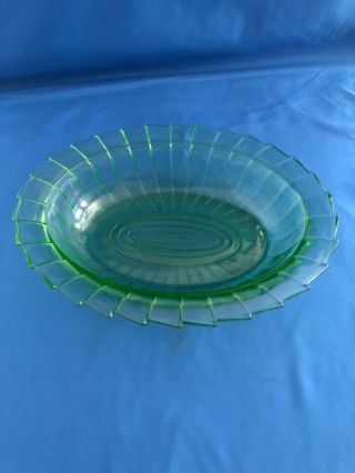 Sierra Pinwheel Green Depression Glass Jeanette Oval Serving Bowl -