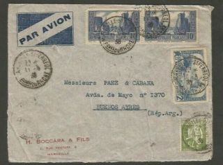France To Argentina Airmail Cover 1938 W Pair Stamps,  2