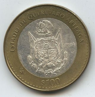 Arteaga 2004 Mexico Coin $100 Pesos Silver Bimetallic - Mexican Money - Ba449