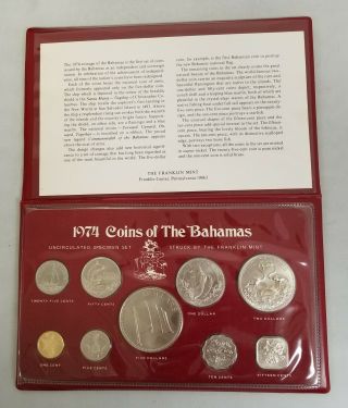 1974 Commonwealth Of The Bahamas Franklin 9 Coin Proof Set