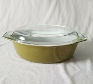 Vintage Pyrex Verde Oval Casserole Dish 045 2.  5 Quart Avocado Green With Lid