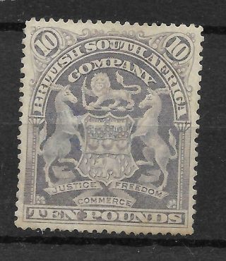 Rhodesia,  1898 Issue,  £10 Sg 93,  M/mint,  Believed To Be Regummed,  Cat £3500
