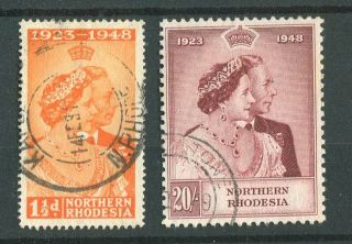Northern Rhodesia Kgvi 1948 Royal Silver Wedding Sg48/9