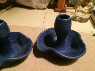 Vintage Arts and crafts pewabic Detroit MI pottery set of candle holders matte 3