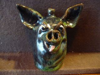 Marvin Bailey Folk Art Pottery Mini Pig Face Jug