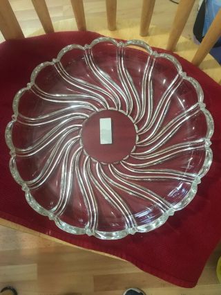 Brand MIKASA Peppermint Lead Crystal Swirl Deco Platter Bowl 13 1/4 