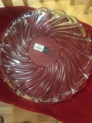 Brand MIKASA Peppermint Lead Crystal Swirl Deco Platter Bowl 13 1/4 