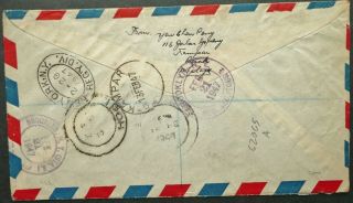 BMA MALAYA 13 FEB 1947 REGISTERED AIRMAIL COVER FROM KAMPAR TO YORK,  USA 2
