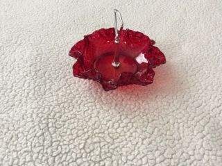 Fenton Ruby Red Hobnail Ruffled Edge Candy Tidbit Dish With Handle