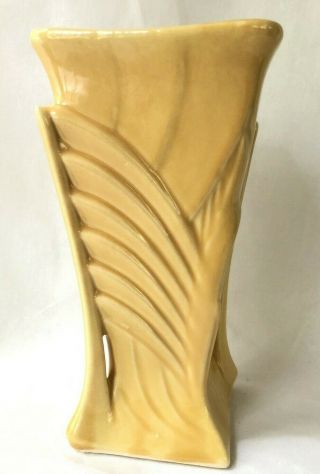 Vintage Mccoy Yellow Vase Art Deco Pottery 9 " American Usa Large