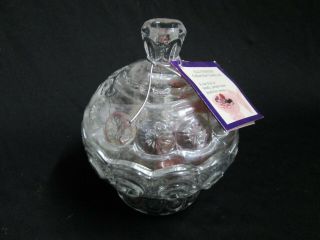 1x Nos Moon And Star Pattern Glass Le Smith Clear Sm.  Candy Filled Jar Orig Tag