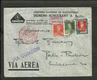 Argentina 1934 Condor - Lufthansa Cover To Germany (berlin) Good