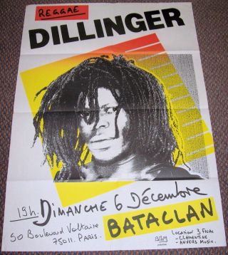 Dillinger Concert Poster Sunday 6th December 1981 Bataclan Theater Paris France