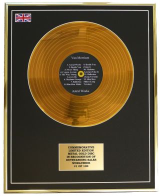 Van Morrison - Astral Weeks Metal Gold Record Display Commemorative Ltd Edition