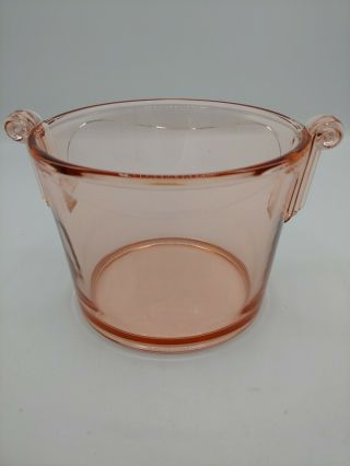 Vintage Pink Depression Glass Ice Bucket W Handles Rare Design Christmas Gift
