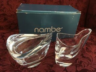 8rw8 Nambe Crystal Butterfly Cream & Sugar Bowl - Modern Handcrafted Elegance
